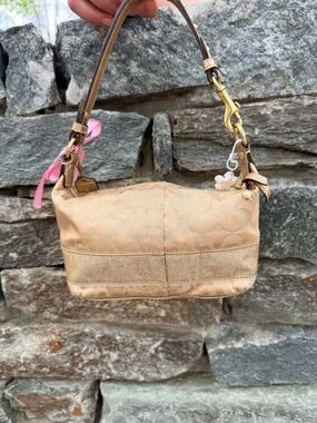 Coach Signature Mini Bag in Gold metallic with Gold Hardware